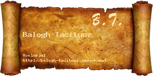 Balogh Tacitusz névjegykártya
